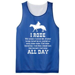 Funny I Rode All Day Horse Lover Meaningful Gift Mesh Reversible Basketball Jersey Tank