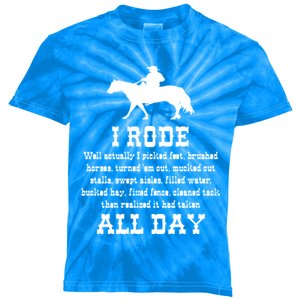 Funny I Rode All Day Horse Lover Meaningful Gift Kids Tie-Dye T-Shirt