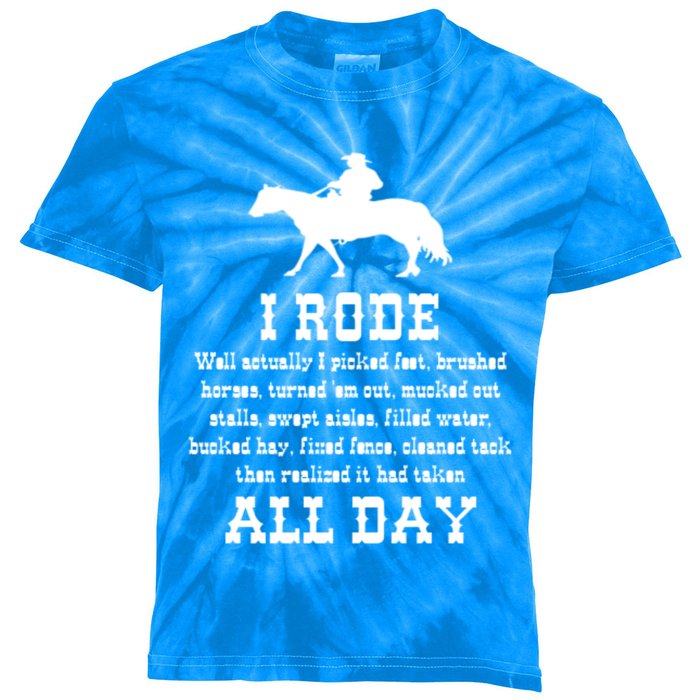 Funny I Rode All Day Horse Lover Meaningful Gift Kids Tie-Dye T-Shirt