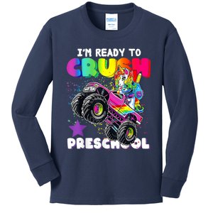 Funny Im Ready To Crush Preschool Unicorn Back To School Kids Long Sleeve Shirt