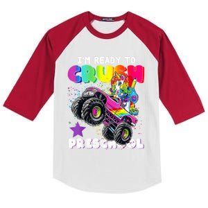 Funny Im Ready To Crush Preschool Unicorn Back To School Kids Colorblock Raglan Jersey