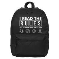 Funny I Read The Rules So You DonT Have To Board Game 16 in Basic Backpack