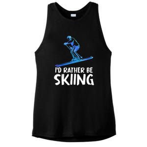 Funny Id Rather Be Skiing Gift For Skier Ladies PosiCharge Tri-Blend Wicking Tank