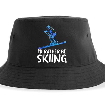 Funny Id Rather Be Skiing Gift For Skier Sustainable Bucket Hat