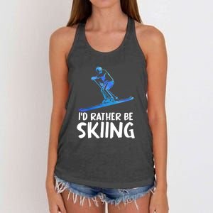 Funny Id Rather Be Skiing Gift For Skier Women's Knotted Racerback Tank