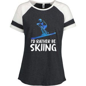 Funny Id Rather Be Skiing Gift For Skier Enza Ladies Jersey Colorblock Tee