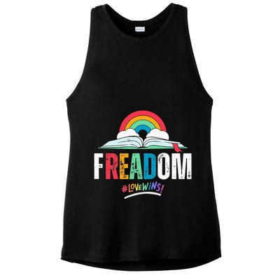 FREADom I Read Banned Books LGBTQ Reader Pride Librarian Ladies PosiCharge Tri-Blend Wicking Tank