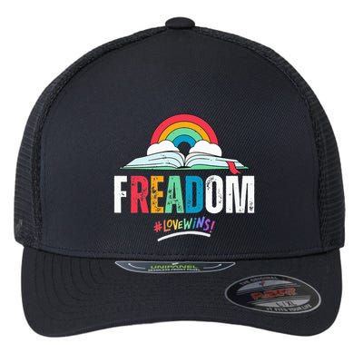 FREADom I Read Banned Books LGBTQ Reader Pride Librarian Flexfit Unipanel Trucker Cap