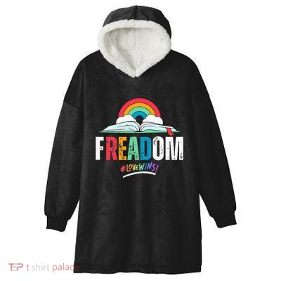 FREADom I Read Banned Books LGBTQ Reader Pride Librarian Hooded Wearable Blanket