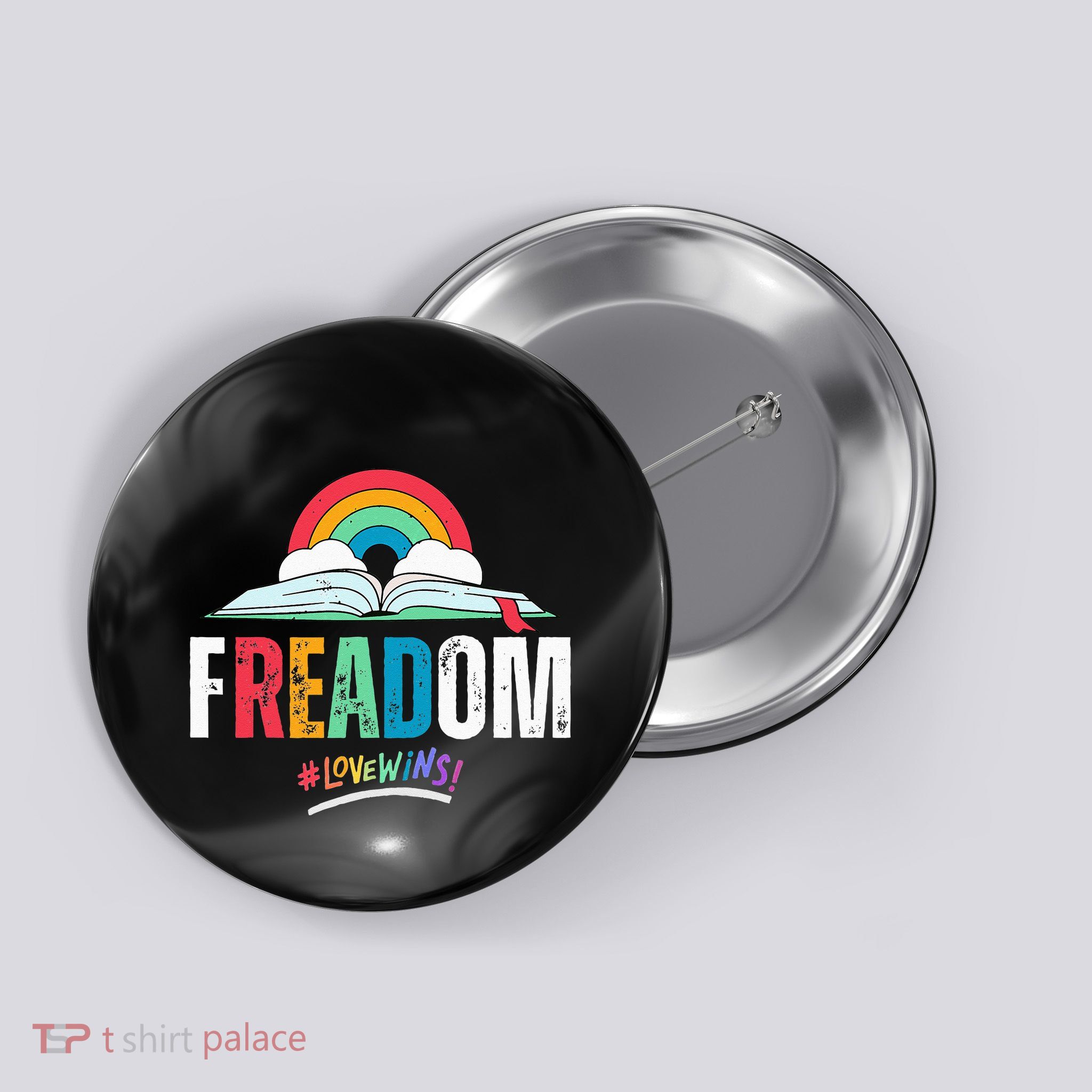 FREADom I Read Banned Books LGBTQ Reader Pride Librarian Button