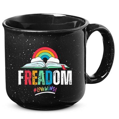 FREADom I Read Banned Books LGBTQ Reader Pride Librarian 15oz Campfire Ceramic Mug