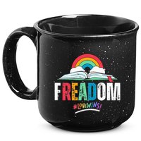 FREADom I Read Banned Books LGBTQ Reader Pride Librarian 15oz Campfire Ceramic Mug