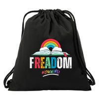 FREADom I Read Banned Books LGBTQ Reader Pride Librarian Drawstring Bag