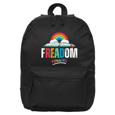 FREADom I Read Banned Books LGBTQ Reader Pride Librarian 16 in Basic Backpack