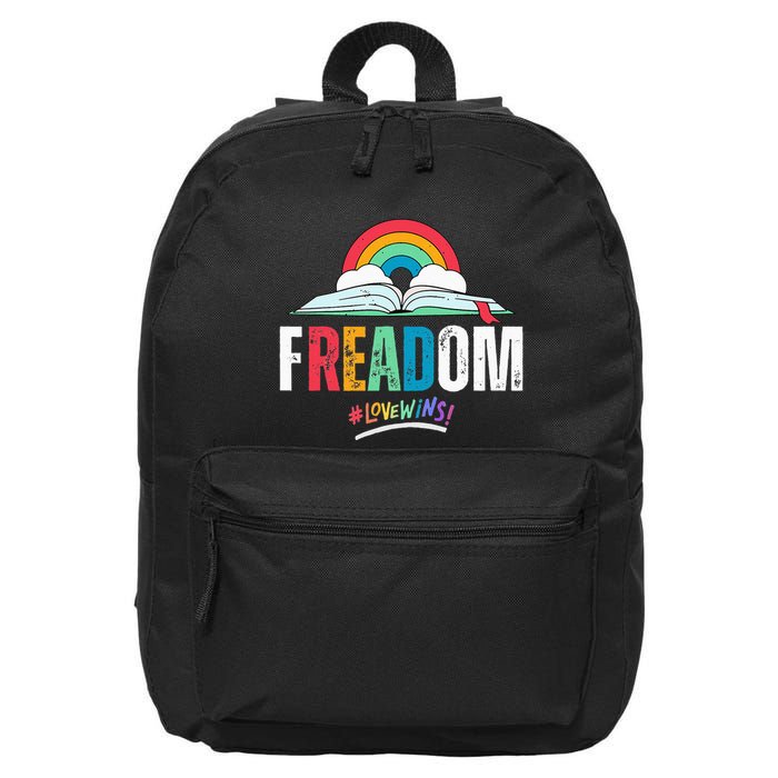 FREADom I Read Banned Books LGBTQ Reader Pride Librarian 16 in Basic Backpack