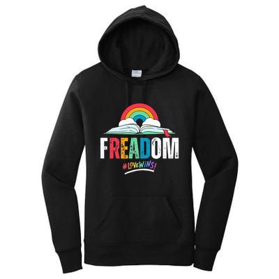 FREADom I Read Banned Books LGBTQ Reader Pride Librarian Women's Pullover Hoodie