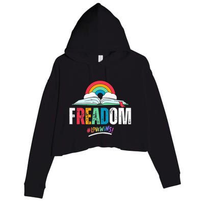 FREADom I Read Banned Books LGBTQ Reader Pride Librarian Crop Fleece Hoodie