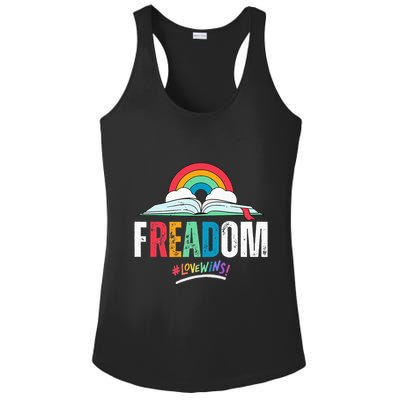 FREADom I Read Banned Books LGBTQ Reader Pride Librarian Ladies PosiCharge Competitor Racerback Tank