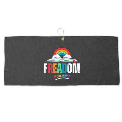 FREADom I Read Banned Books LGBTQ Reader Pride Librarian Large Microfiber Waffle Golf Towel