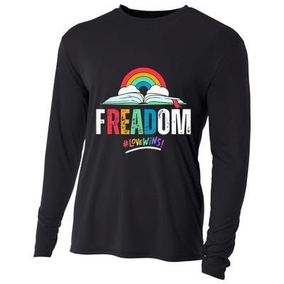 FREADom I Read Banned Books LGBTQ Reader Pride Librarian Cooling Performance Long Sleeve Crew