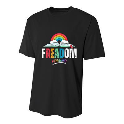 FREADom I Read Banned Books LGBTQ Reader Pride Librarian Youth Performance Sprint T-Shirt
