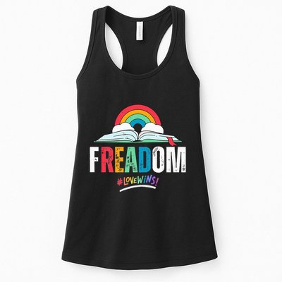 FREADom I Read Banned Books LGBTQ Reader Pride Librarian Womens Tank Top