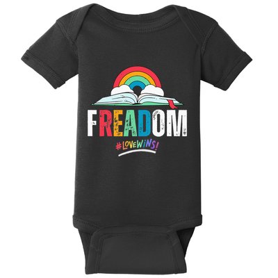 FREADom I Read Banned Books LGBTQ Reader Pride Librarian Baby Bodysuit