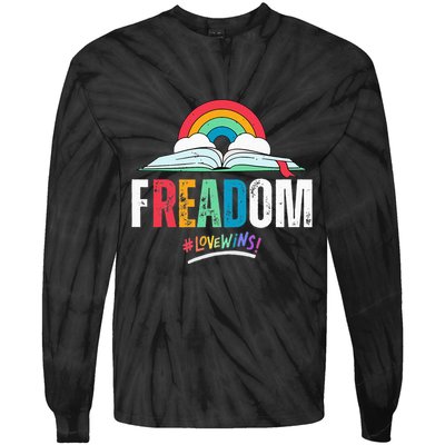 FREADom I Read Banned Books LGBTQ Reader Pride Librarian Tie-Dye Long Sleeve Shirt