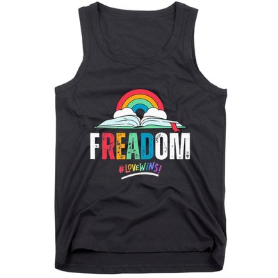 FREADom I Read Banned Books LGBTQ Reader Pride Librarian Tank Top