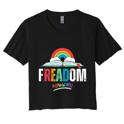 FREADom I Read Banned Books LGBTQ Reader Pride Librarian Crop Top