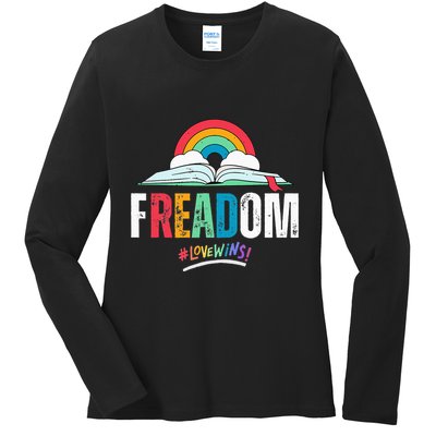 FREADom I Read Banned Books LGBTQ Reader Pride Librarian Ladies Long Sleeve Shirt