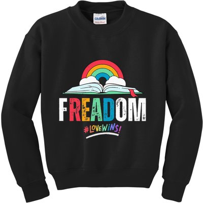 FREADom I Read Banned Books LGBTQ Reader Pride Librarian Kids Sweatshirt