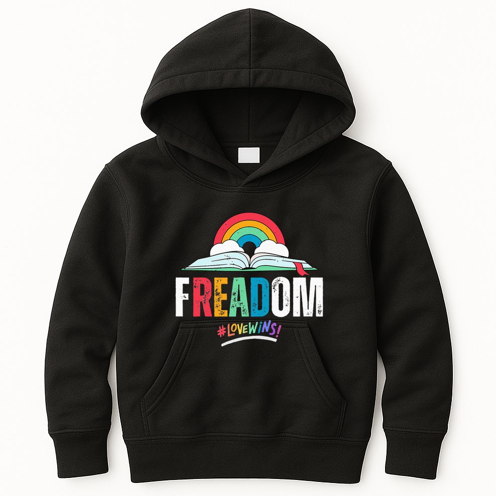 FREADom I Read Banned Books LGBTQ Reader Pride Librarian Kids Hoodie