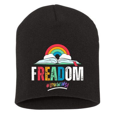 FREADom I Read Banned Books LGBTQ Reader Pride Librarian Short Acrylic Beanie