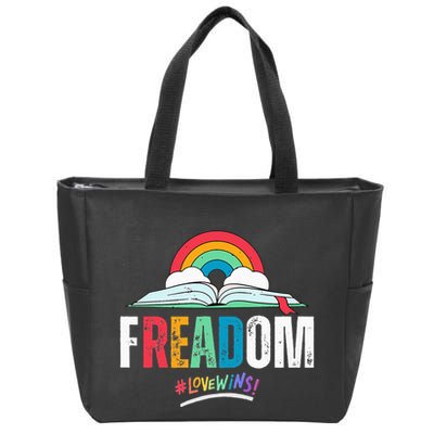 FREADom I Read Banned Books LGBTQ Reader Pride Librarian Zip Tote Bag