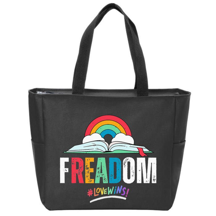 FREADom I Read Banned Books LGBTQ Reader Pride Librarian Zip Tote Bag