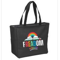 FREADom I Read Banned Books LGBTQ Reader Pride Librarian Zip Tote Bag