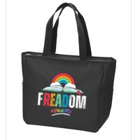 FREADom I Read Banned Books LGBTQ Reader Pride Librarian Zip Tote Bag