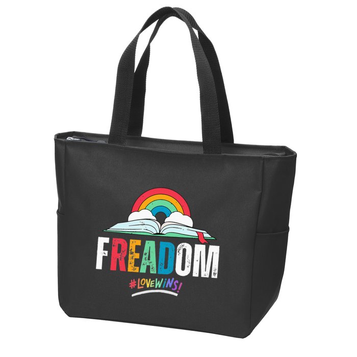 FREADom I Read Banned Books LGBTQ Reader Pride Librarian Zip Tote Bag