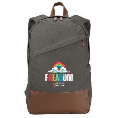 FREADom I Read Banned Books LGBTQ Reader Pride Librarian Cotton Canvas Backpack
