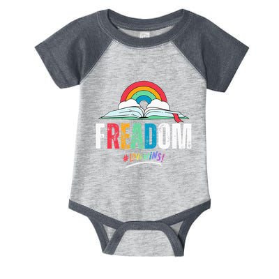 FREADom I Read Banned Books LGBTQ Reader Pride Librarian Infant Baby Jersey Bodysuit