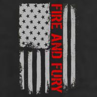 Fire and Fury Trump Military Power USA Flag 7 Panel Mesh Trucker Snapback Hat
