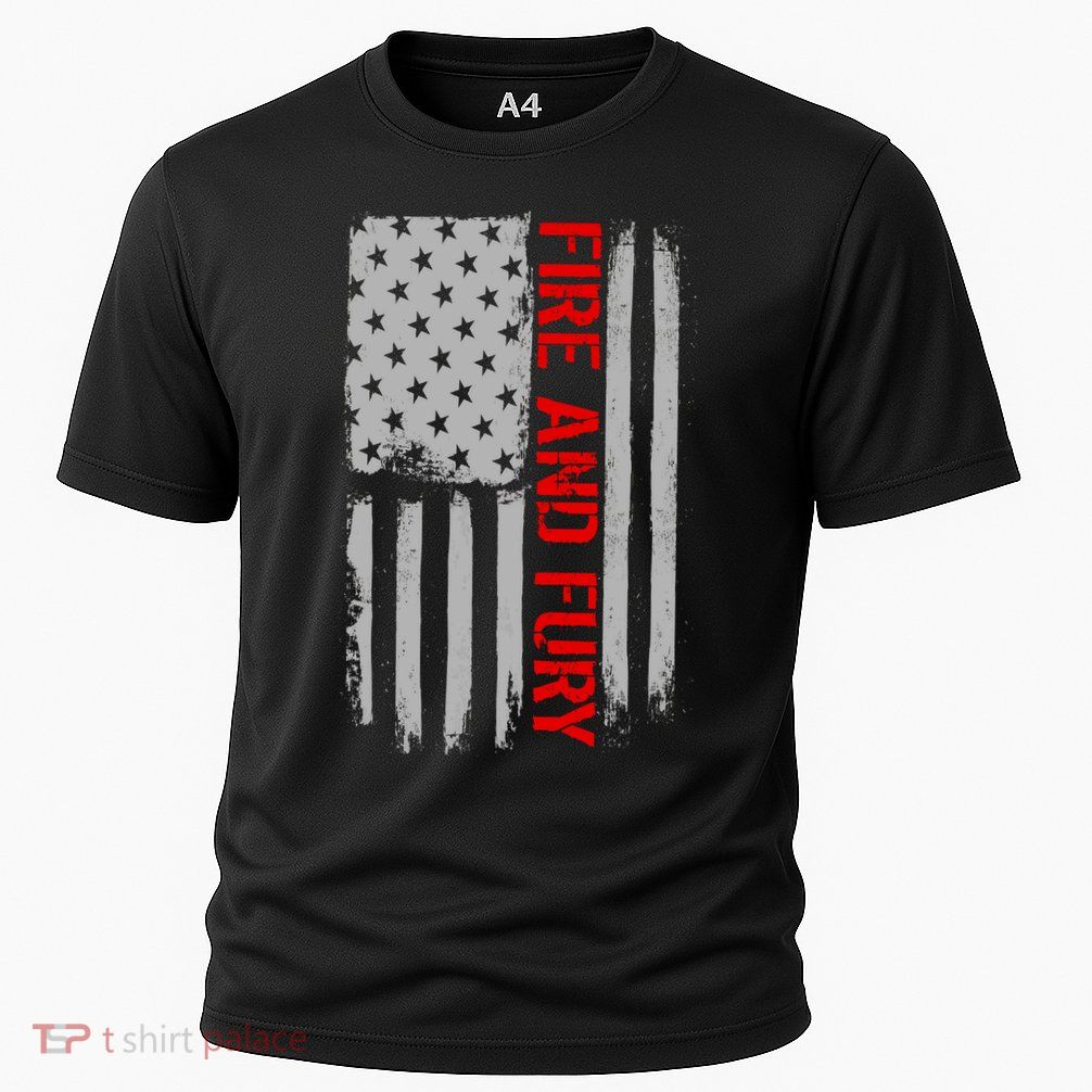 Fire and Fury Trump Military Power USA Flag Performance Shirt