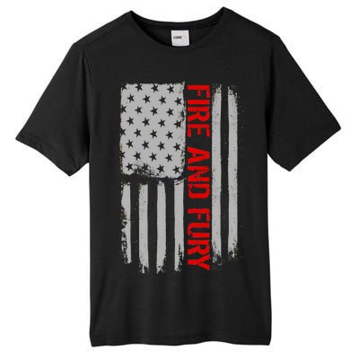 Fire and Fury Trump Military Power USA Flag Tall Fusion ChromaSoft Performance T-Shirt