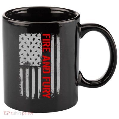 Fire and Fury Trump Military Power USA Flag 11oz C Handle Ceramic Mug