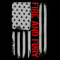 Fire and Fury Trump Military Power USA Flag Drawstring Bag