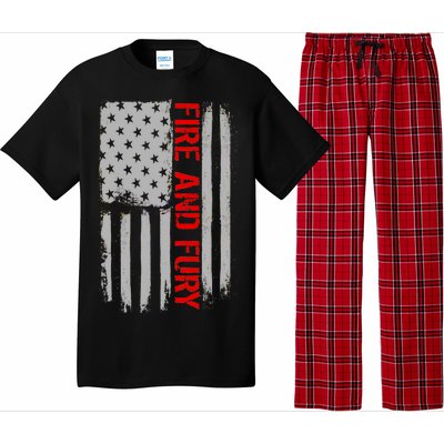 Fire and Fury Trump Military Power USA Flag Pajama Set