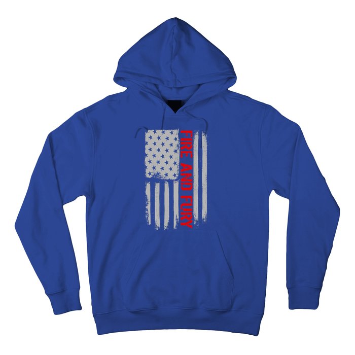 Fire and Fury Trump Military Power USA Flag Hoodie