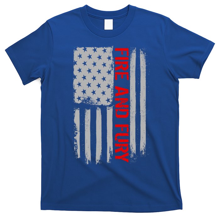 Fire and Fury Trump Military Power USA Flag T-Shirt