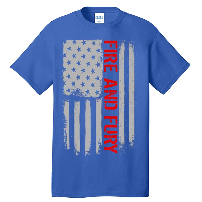 Fire and Fury Trump Military Power USA Flag Tall T-Shirt